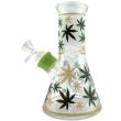 Glass Waterpipe Green & Gold Leaf Design (8inch)