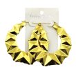 Gold Diamond Design Bamboo Hoop Earrings - 8cm