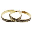 Gold Two Row Diamante Hoop Earrings - 6.8cm