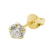 Gold Plated Sterling Silver Round Clear CZ Stud – 6mm