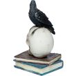 Gothic Crow on Skull and Book Stack Resin Ornament (10cm)