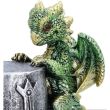 Green Dragon Clinging to Knight Helmet Figurine – 12cm