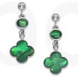 Green Paua Shell Quatrefoil Dropper Earrings