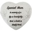 Heart-Shaped Memorial Stone with Diamantes & Rose Detail – Special Mum Tribute (16cm)