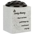 Grey Memorial Grave Flower Pot Stone with Roses Design – In Loving Memory Tribute (13.5cm)