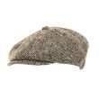 Men's 8 Pannel Herringbone Tweed Cap - Light Grey
