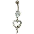 Heart Snake Design Belly Bar - Silver - 40mm
