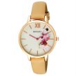 Wholesale Henley Ladies Floral Print Leather Strap Watch - Honey