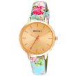 Wholesale Henley Ladies Spring Floral Print Leather Strap Watch - Blue 
