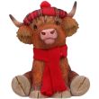 Highland Cow Figurine with Tartan Bonnet and Red Scarf – 11.2cm