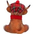 Highland Cow Figurine with Tartan Bonnet and Red Scarf – 11.2cm