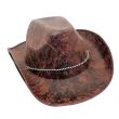 Wholesale Hat Cowboy Leather Look Dark Brown Adult
