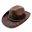 Wholesale Hat Cowboy Leather Look Dark Brown Adult