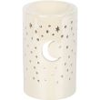 Iridescent Moon Pillar Oil Burner and Wax Warmer - White