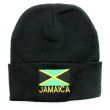 Jamaica Design Turn Up Beanie Hat - Black 