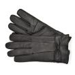 Ladies Leather Gloves With Bow - Black 