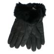 Ladies Black Leather Gloves With Fur