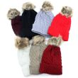 Ladies' Thick Knitted Beanie Hat With Bobble - Assorted Colours 