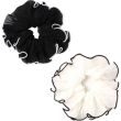 Large Chiffon Scrunchie with Black and Cream Contrast Edge