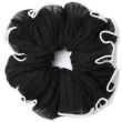 Large Chiffon Scrunchie with Black and Cream Contrast Edge