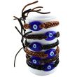 Leather Bracelets Blue All Seeing Eye Design - Assorted (12 Pieces)