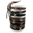 Leather Bracelets Peace Symbol Design - Assorted (12 Pieces)
