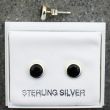 Sterling Silver CZ Round Studs With Black Stone 6mm