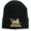 Lion of Judah Design Turn Up Beanie Hat - Black 
