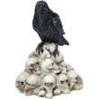 Crow Standing on Pile of Skulls Resin Ornament (9cm)