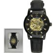 Longbo Men's Automatic Watch with Leather Strap - Gun/Black