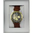 Longbo Men's Automatic Watch with Leather Strap - Gold/Brown