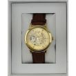 Longbo Men's Automatic Watch with Leather Strap - Gold/Brown