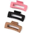 Matt Quilted Effect Open Rectangle Hair Clamp - Assorted - 10cm
