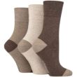 Ladies Gentle Grip Contrast Heel & Toe Cotton Blend Ankle Socks (3 Pack) - Brown/Neutral