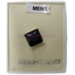 Men's Black Sterling Silver  Square CZ Stud 5 mm