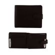 Men's Leather Wallet With Closure Button - Brown