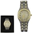 Wholesale Men's Diamante Encrusted NY London Watch - Gold/Black