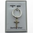 Men's Sterling Silver Hoop With Cross Pendant