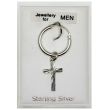 Men's Sterling Silver Hoop With Cross Pendant