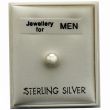 Men's Sterling Silver Pearl Design Stud