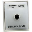 Men's Sterling Silver Round Stud - Black
