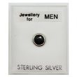 Men's Sterling Silver Round Stud - Black