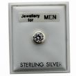 Men's Sterling Silver Round Stud - Clear
