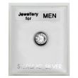 Men's Sterling Silver Round Stud - Clear