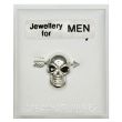 Men's Sterling Silver Skull And Arrow Stud (15mm)