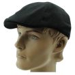 Men's 6 Panel Flat Caps - Black - Assorted Sizes