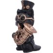 Steampunk Black Cat Figurine Playing French Horn – 10cm