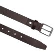 Men’s Full Grain Leather Belt with Screw Gunmetal Buckle 28mm Wide - Brown (Medium)