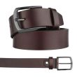 Men’s Full Grain Leather Belt with Screw Gunmetal Buckle 40mm Wide - Brown (XX-Large)