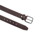 Men’s Full Grain Leather Belt with Screw Gunmetal Buckle 40mm Wide - Brown (Large)